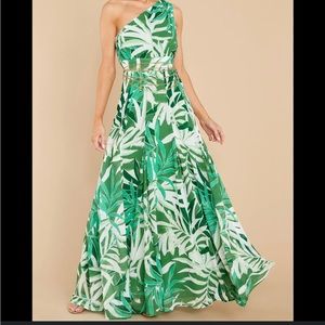 ***SOLD*** Red Dress Palm Print Maxi
